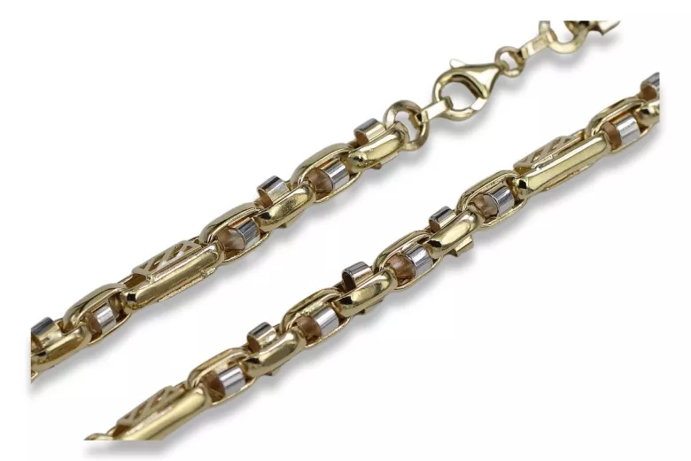 Bracelet en Or Jaune et Blanc 14K, 22 c avec Pierres Précieuses cb100yw