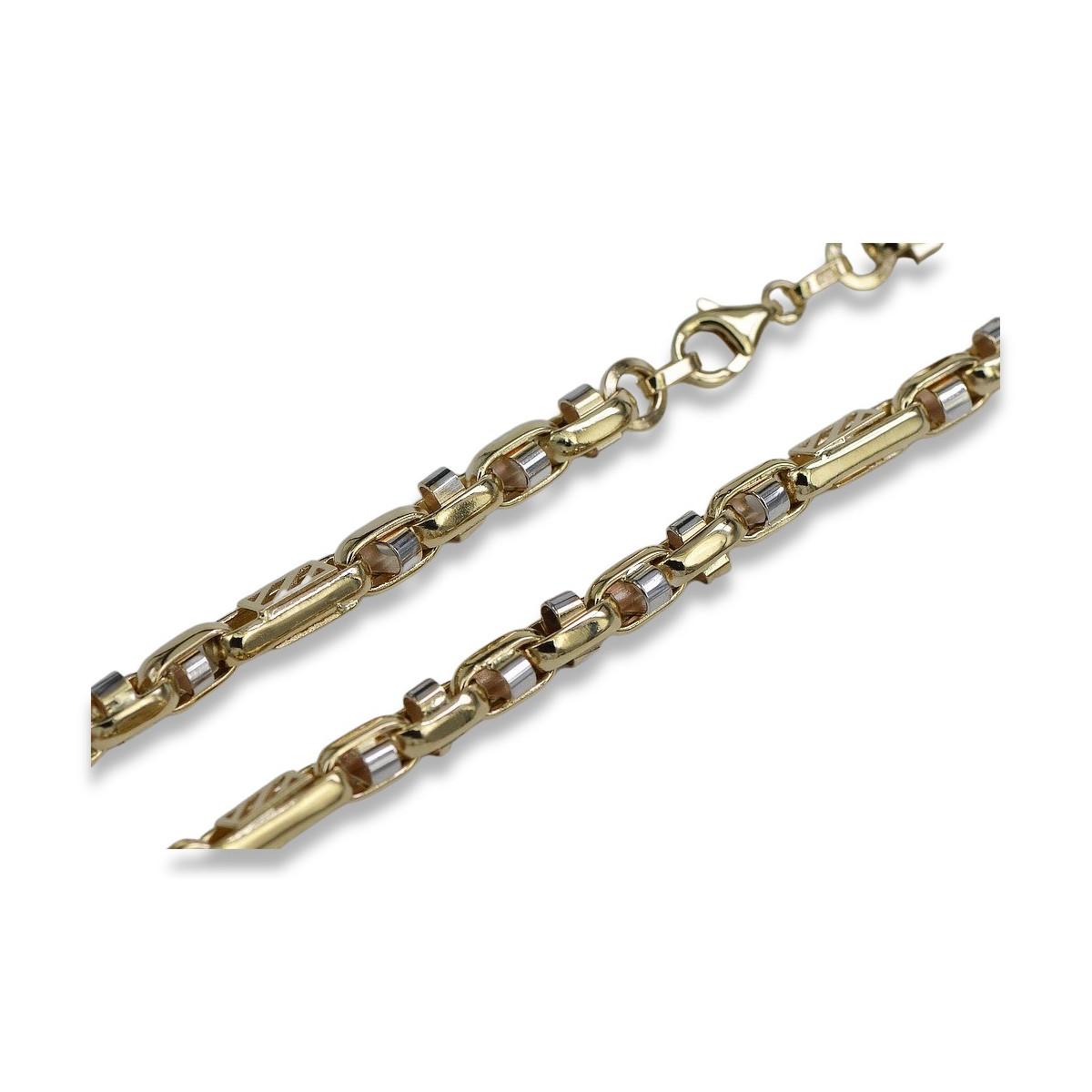 Bracelet en Or Jaune et Blanc 14K, 22 c avec Pierres Précieuses cb100yw