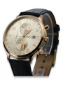 Reloj de hombre de oro rosa de 14 quilates Geneve con detalles en plata, blanco y negro mw005r