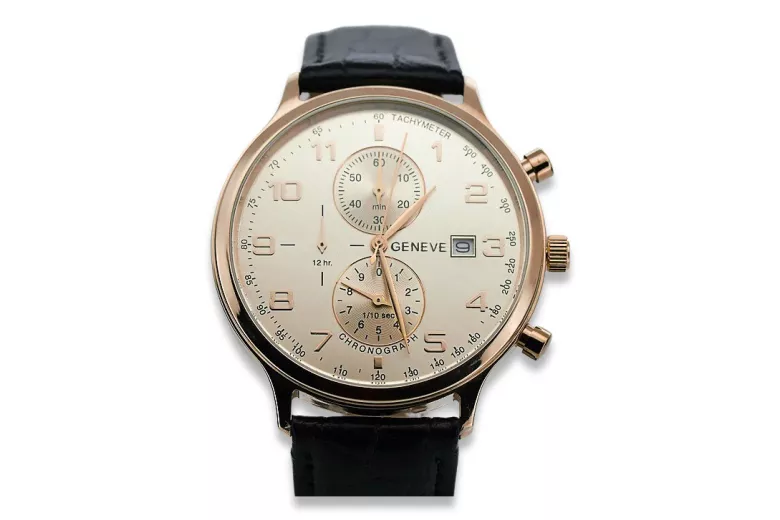 Rose Gold 14K Men's Watch with Silver Dial mw005r