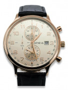 Reloj de hombre de oro rosa de 14 quilates Geneve con detalles en plata, blanco y negro mw005r