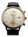 Reloj de hombre de oro rosa de 14 quilates Geneve con detalles en plata, blanco y negro mw005r