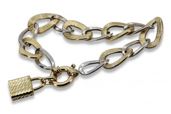 Bracelet en or 14k avec pendentif cadenas cfb025yw&cpn057y