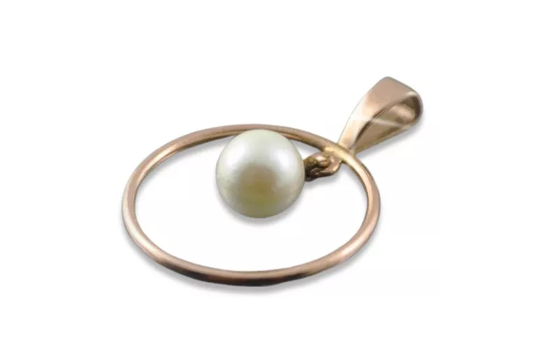 "Elegant Pearl Pendant in Original Vintage 14K Rose Gold" vppr004 vppr004