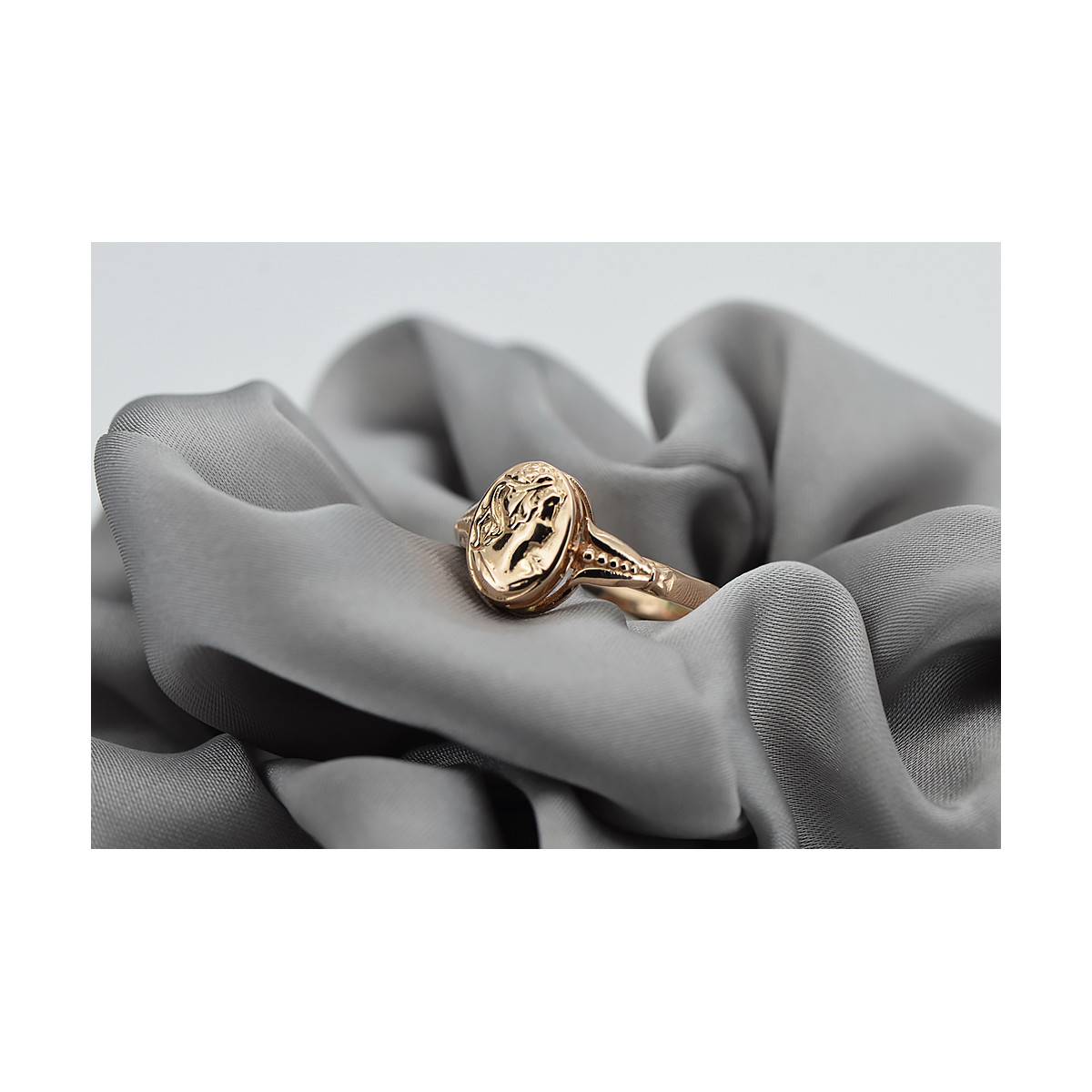 Russe soviétique rose rose 14k 585 or Bague vintage vrn001