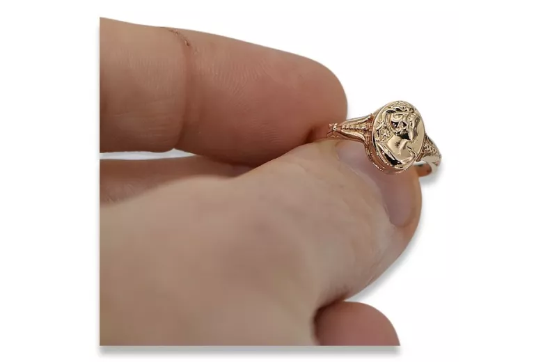 Russe soviétique rose rose 14k 585 or Bague vintage vrn001