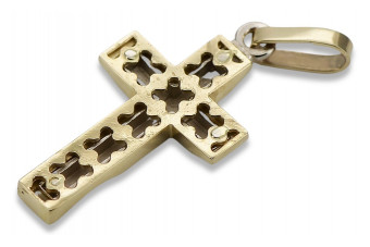 Croix catholique en or jaune 14 carats ctc095y