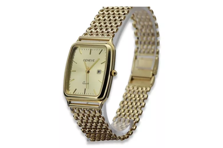 Reloj de oro para hombre Geneve ★ zlotychlopak.pl ★ Pureza de oro 585 333 Precio bajo!