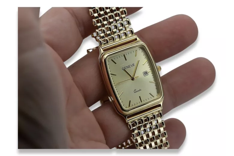 Gelbgold Herrenuhr Geneve in 14 Karat 585 Gold mw002y&mbw004y