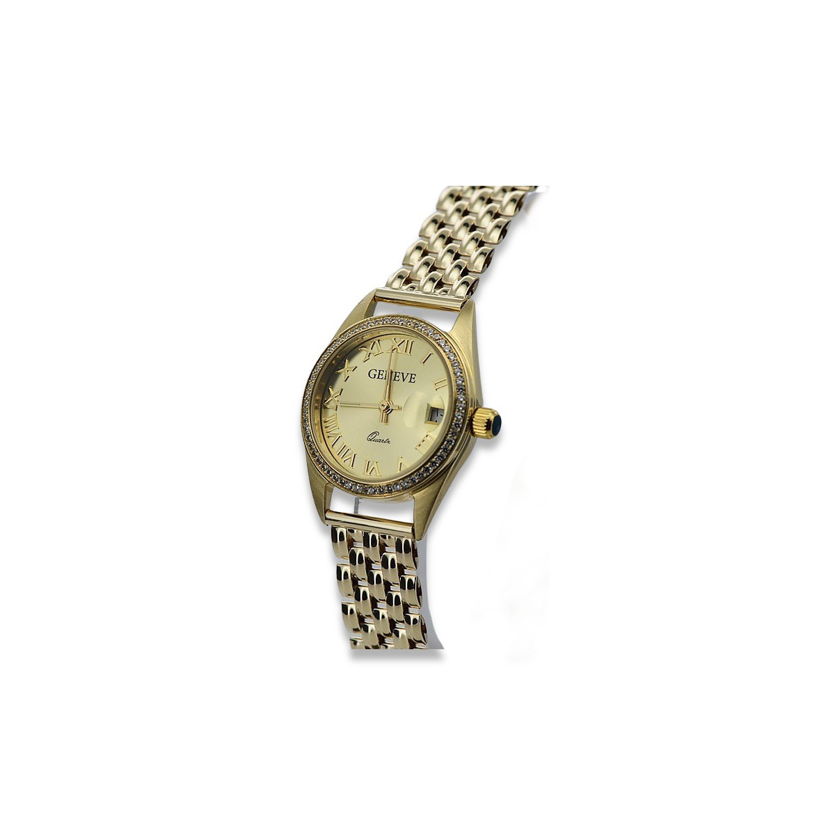 Goldene Herrenuhr Geneve ★ zlotychlopak.pl ★ Gold Reinheit 585 333 Niedriger Preis!