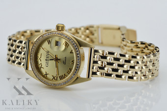 Reloj de pulsera de dama en oro amarillo 14k 585 Geneve lw078ydg&lbw004y