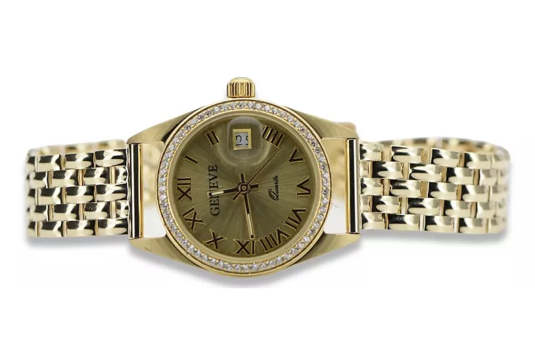 Gold men's watch Geneve ★ zlotychlopak.pl ★ Gold purity 585 333 Low Price!