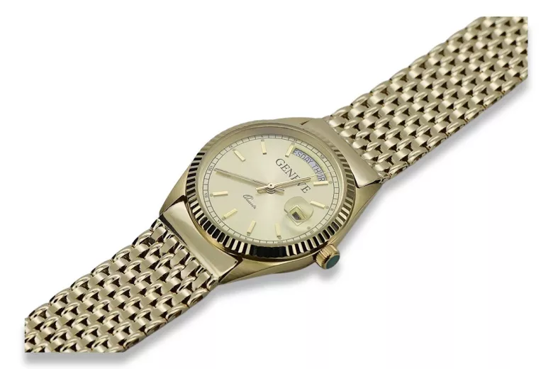 Gold men's watch Geneve ★ zlotychlopak.pl ★ Gold purity 585 333 Low Price!