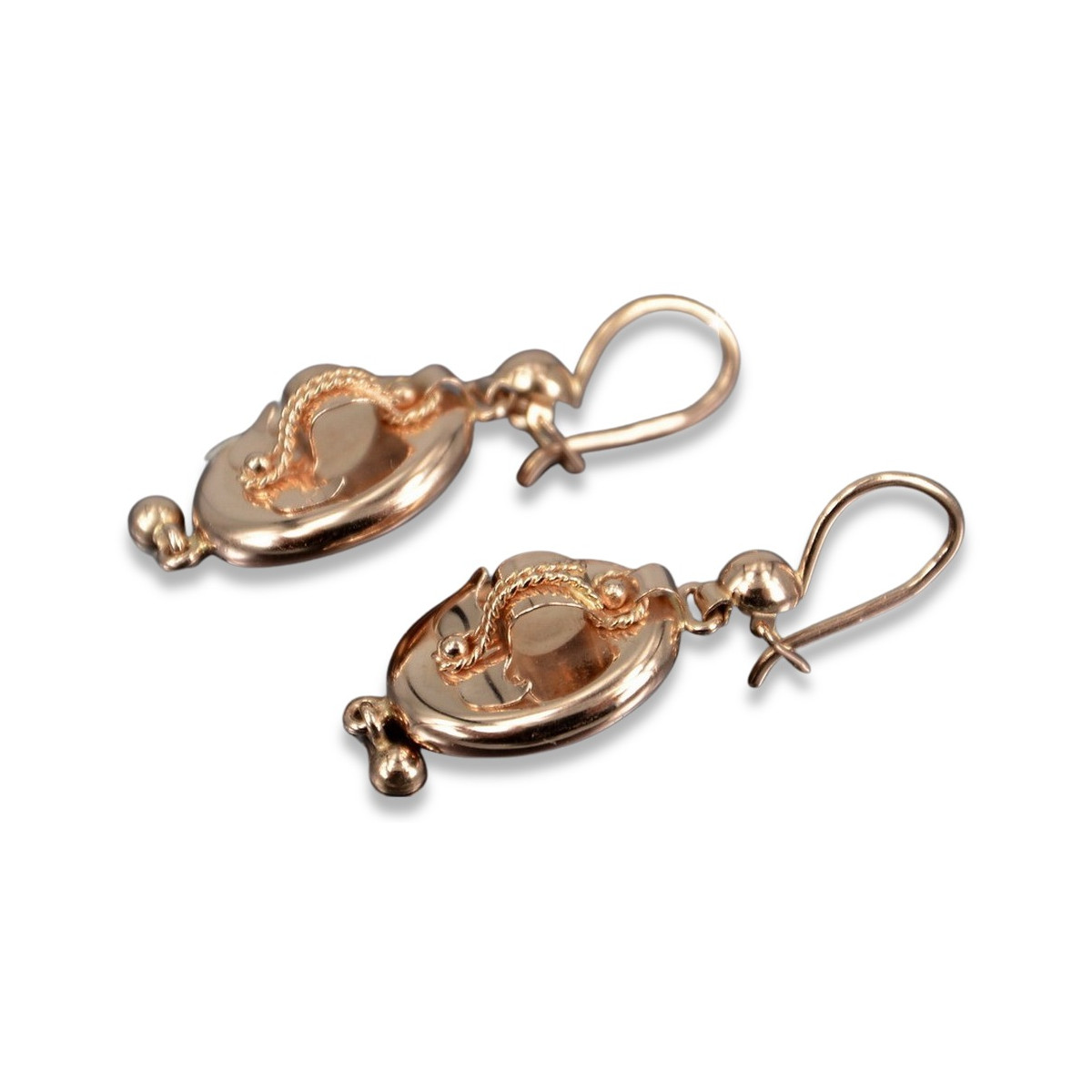 Boucles d'oreilles Samovar en or rose vintage 14 carats, pas de pierres ven244 ven244