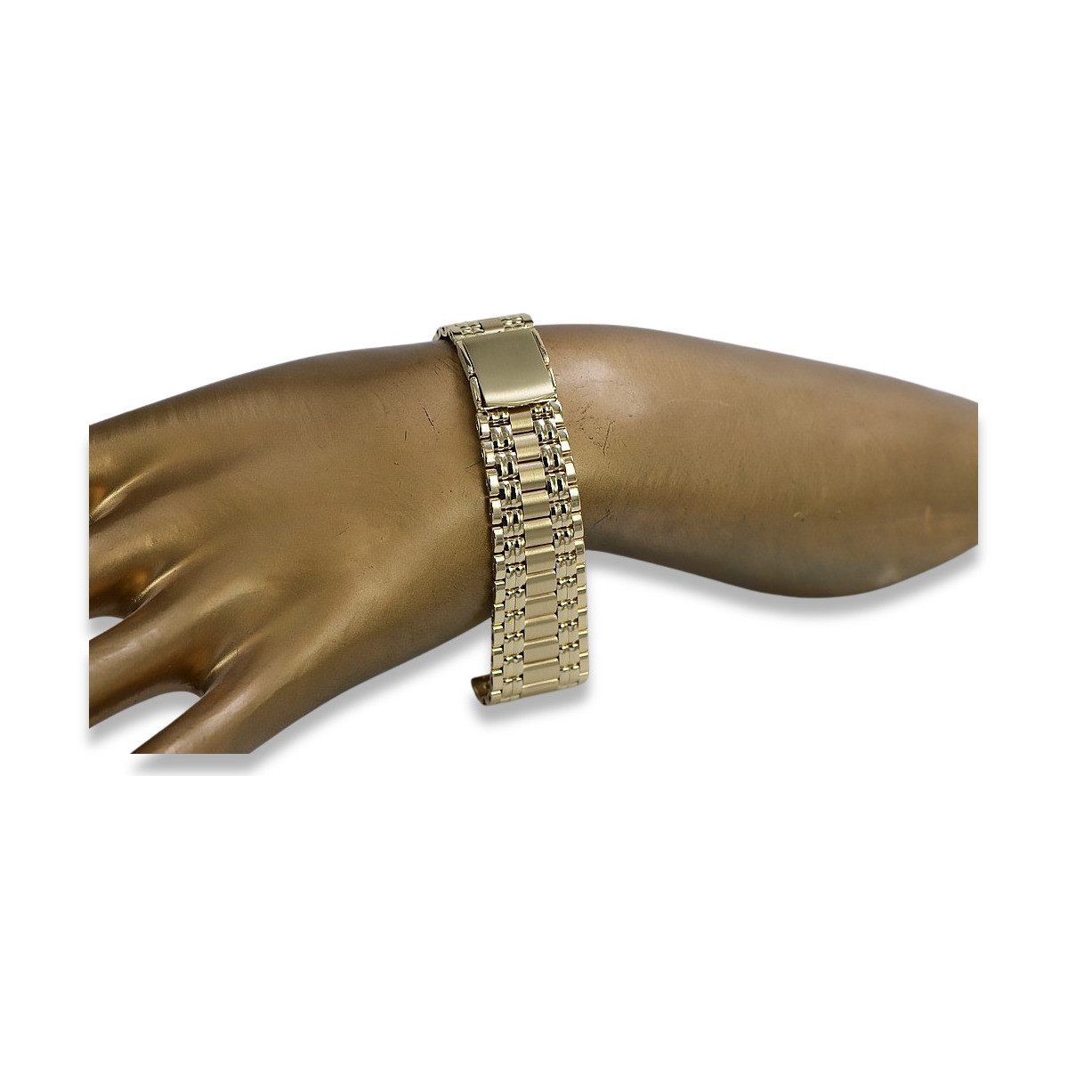 Pulsera de reloj de hombre en oro amarillo italiano de 14k mbw012yo