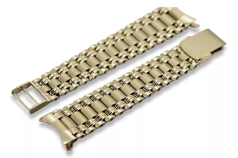 Pulsera de reloj de hombre en oro amarillo italiano de 14k mbw012yo