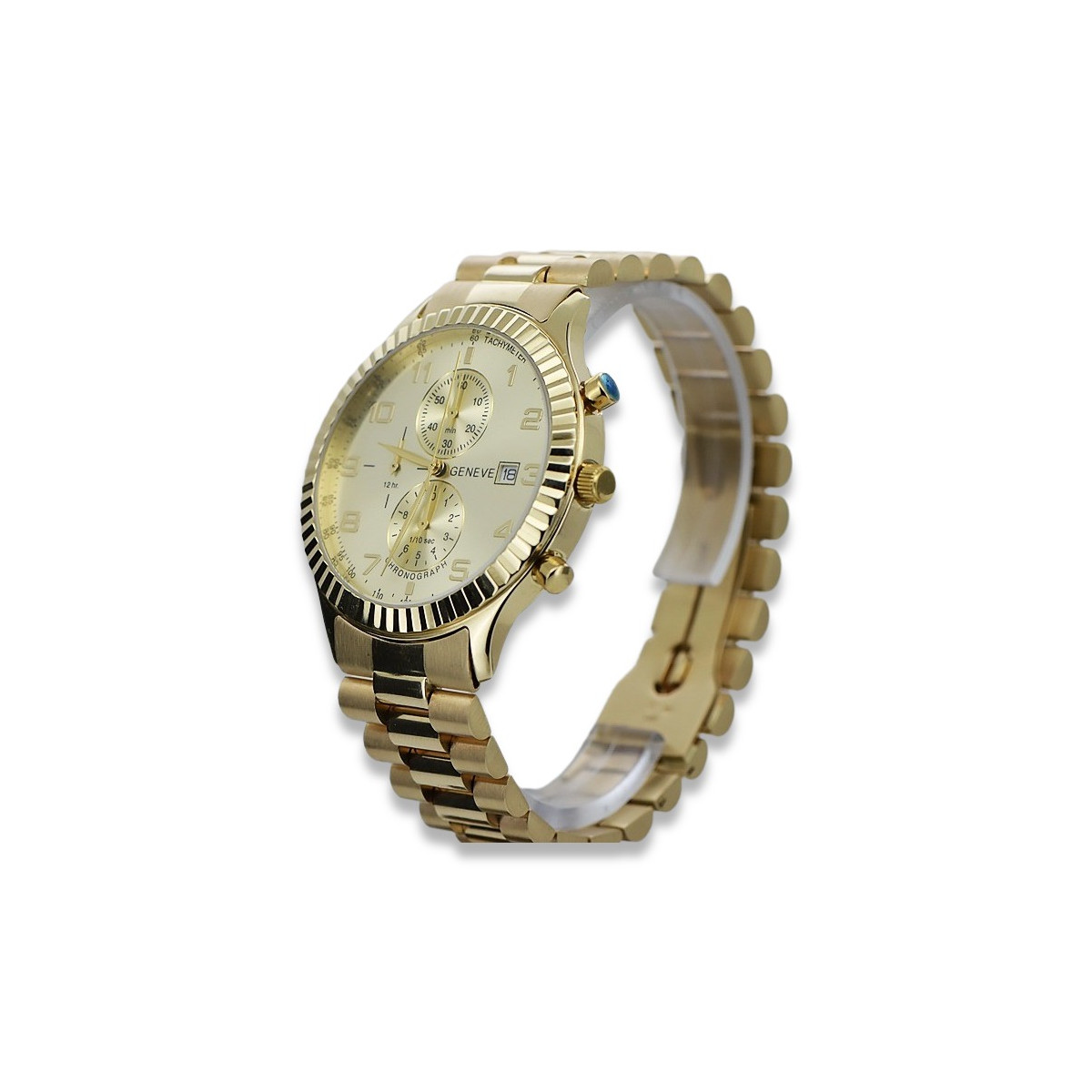 Goldene Herrenuhr Geneve ★ zlotychlopak.pl ★ Gold Reinheit 585 333 Niedriger Preis!