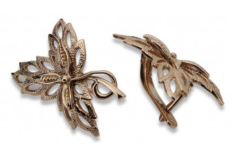 "Authentic Vintage 14K Rose Gold Maple Leaf Earrings without Stones" ven096r ven096r