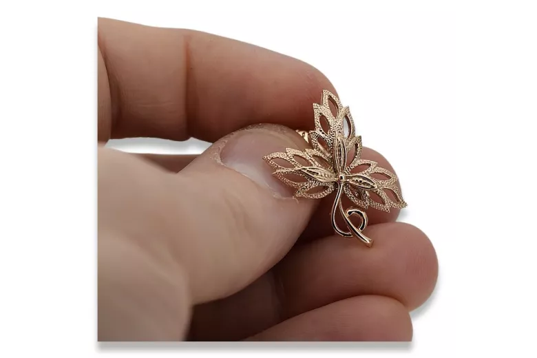 "Authentic Vintage 14K Rose Gold Maple Leaf Earrings without Stones" ven096r ven096r