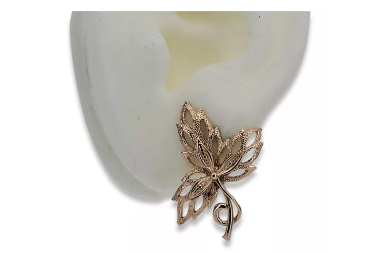 "Authentic Vintage 14K Rose Gold Maple Leaf Earrings without Stones" ven096r ven096r