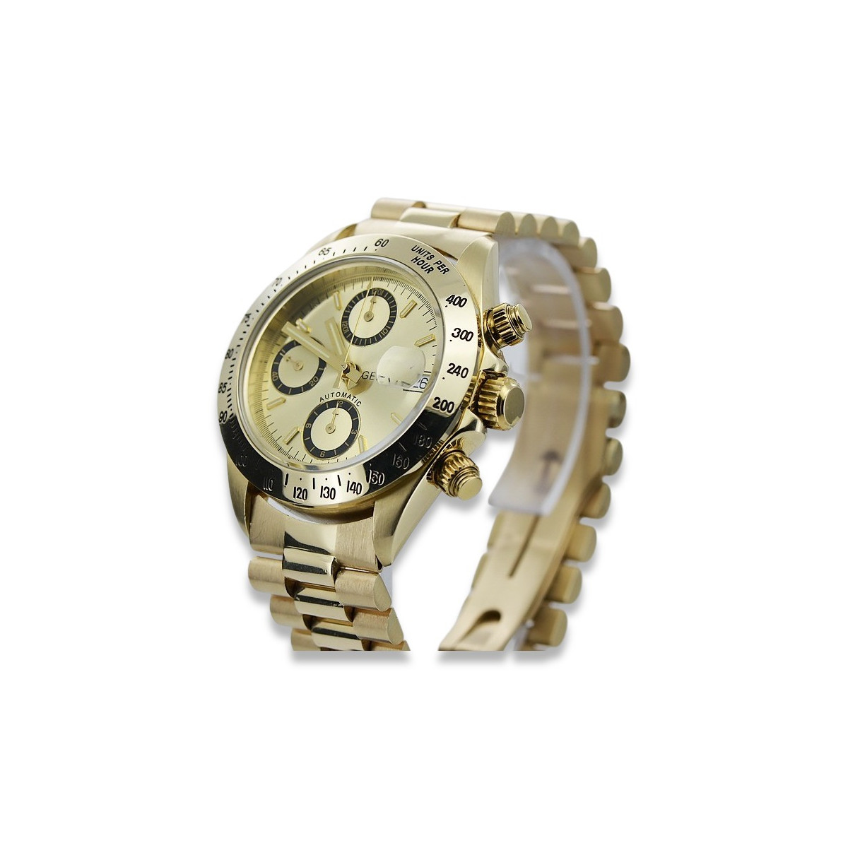 Goldene Herrenuhr Geneve ★ zlotychlopak.pl ★ Gold Reinheit 585 333 Niedriger Preis!