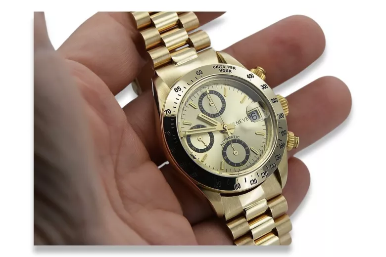 Gold men's watch Geneve ★ zlotychlopak.pl ★ Gold purity 585 333 Low Price!