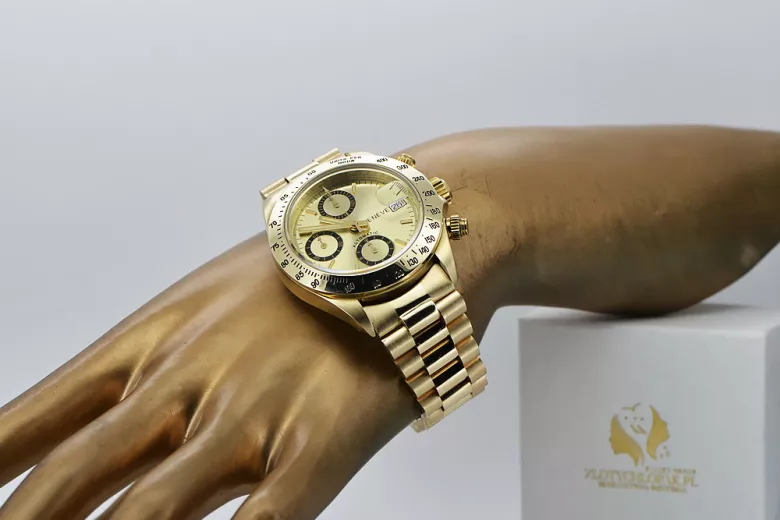 Goldene Herrenuhr Geneve ★ zlotychlopak.pl ★ Gold Reinheit 585 333 Niedriger Preis!