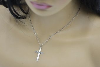 "Elegant 14K White Gold Italian Catholic Cross Necklace" ctc099w white14kctc099w