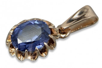 Vintage-Roségold-Anhänger mit Rubin, Smaragd, Saphir und Zirkon vpc013