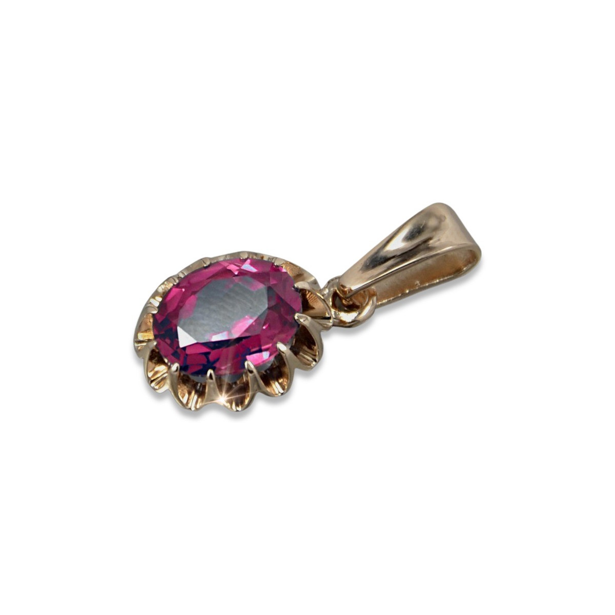 Pendentif vintage en or rose 14 carats avec Rubis, Zircon et autres pierres précieuses vpc013