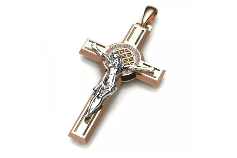 Golden Catholic Cross ★ russiangold.com ★ Gold 585 333 Low price