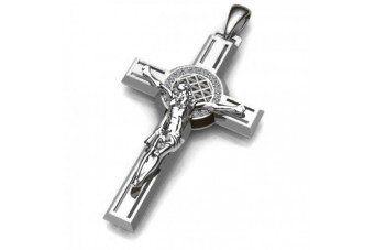 Katholischer Jesus Kreuz Anhänger aus 14 Karat Weißgold  ctc027w ctc027w