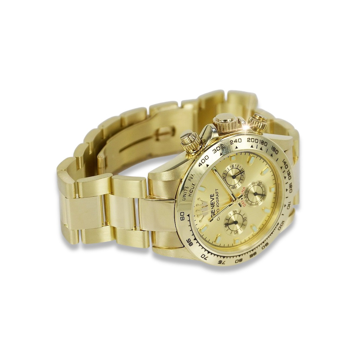 Goldene Herrenuhr Geneve ★ zlotychlopak.pl ★ Gold Reinheit 585 333 Niedriger Preis!