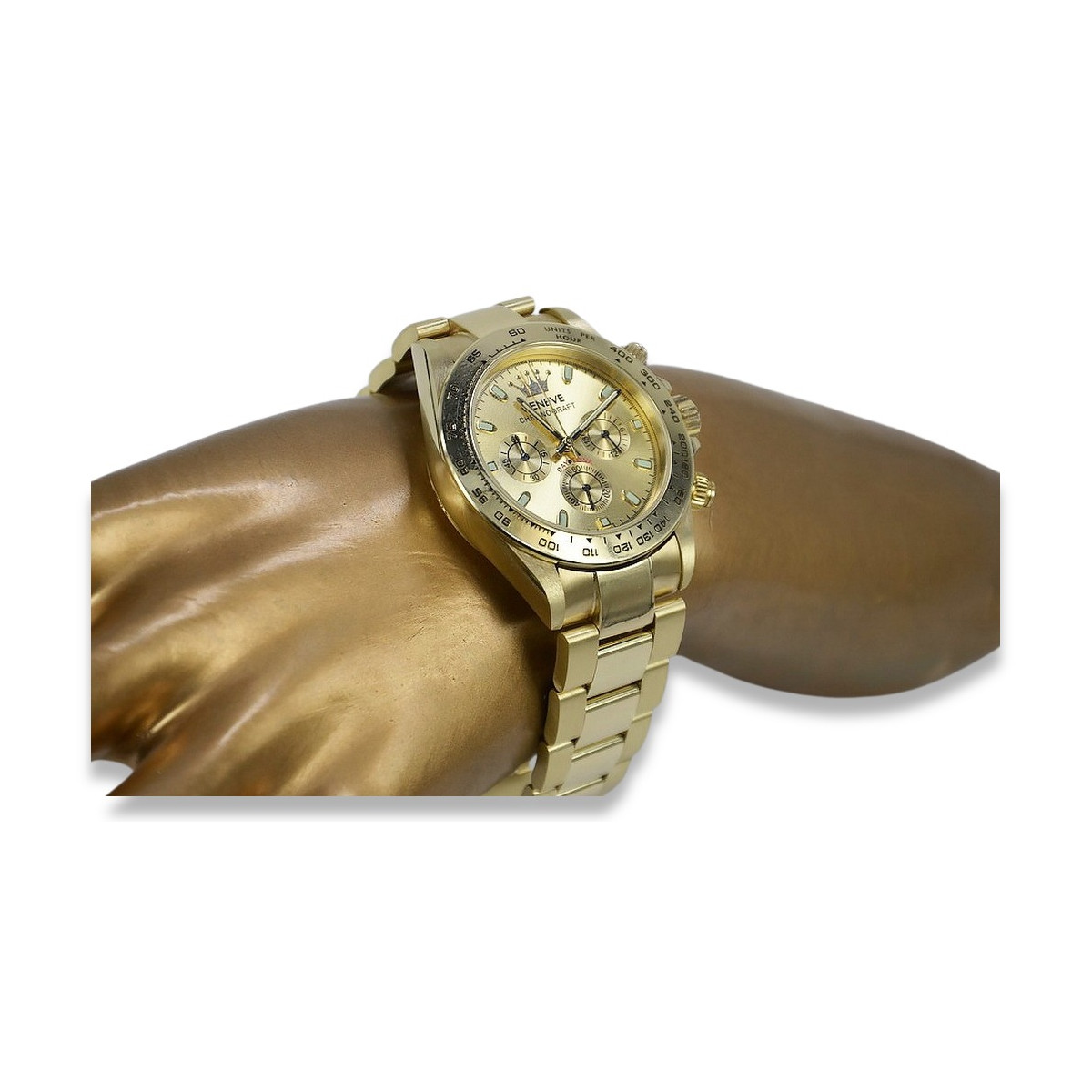 Gold men's watch Geneve ★ zlotychlopak.pl ★ Gold purity 585 333 Low Price!