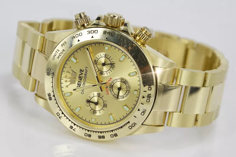 Reloj de oro para hombre Geneve ★ zlotychlopak.pl ★ Pureza de oro 585 333 Precio bajo!