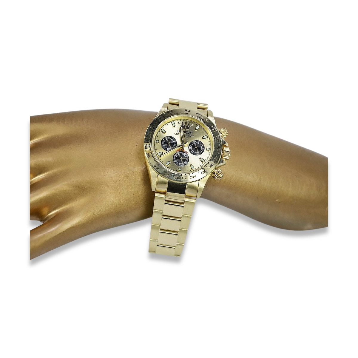 Gold men's watch Geneve ★ zlotychlopak.pl ★ Gold purity 585 333 Low Price!