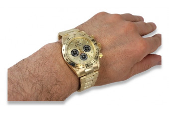 Gold men's watch Geneve ★ zlotychlopak.pl ★ Gold purity 585 333 Low Price!
