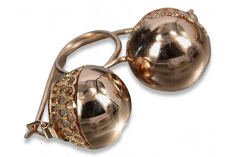 "Authentic Vintage 14K Rose Gold Ball Earrings without Stones" ven122 ven122