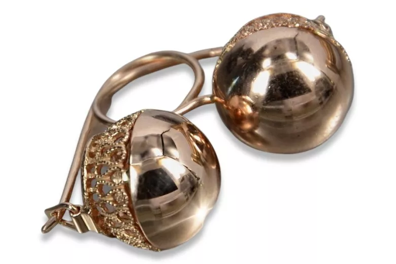 "Authentic Vintage 14K Rose Gold Ball Earrings without Stones" ven122 ven122