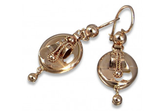 "Boucles d'oreilles Samovar en or rose 14K 585 style vintage" cen003r cen003r