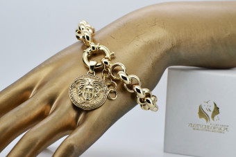 "Oceanic Elegance: 14k Gold Bracelet with Jellyfish Pendant" cb009y&cpn049y