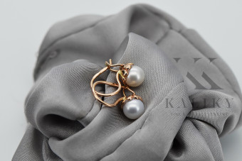 "Classic Pearl Earrings in Original Vintage 14K Rose Gold" vepr008 vepr008