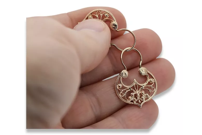 "No Stones Vintage Gipsy Earrings in Original 14K Rose Gold" ven022 ven022