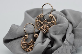 Sterling silver rose gold plated Gipsy earrings, No Stone ven022rp