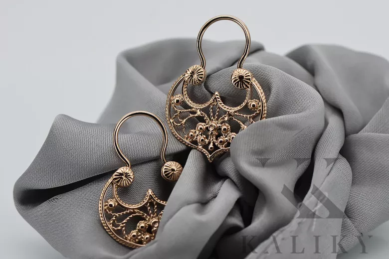 Boucles d'oreilles Gipsy en argent sterling plaqué or rose, Pas de pierre ven022rp