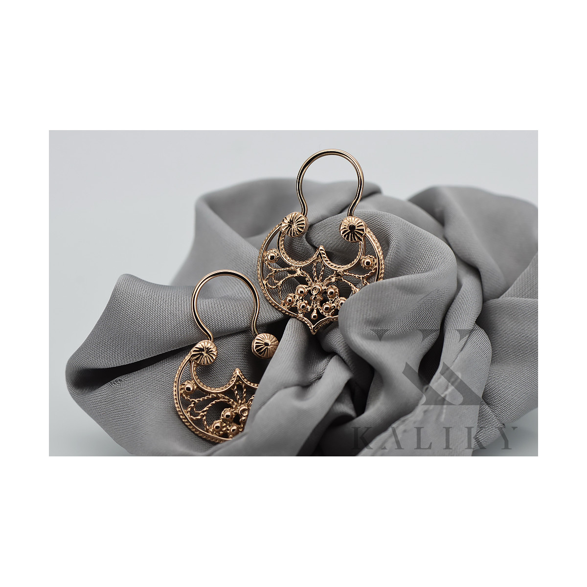 Boucles d'oreilles Gipsy en argent sterling plaqué or rose, Pas de pierre ven022rp