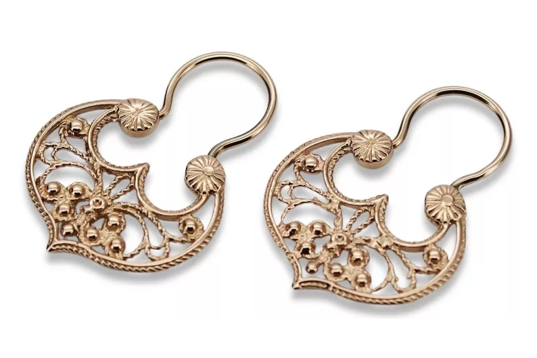 Boucles d'oreilles Gipsy en argent sterling plaqué or rose, Pas de pierre ven022rp