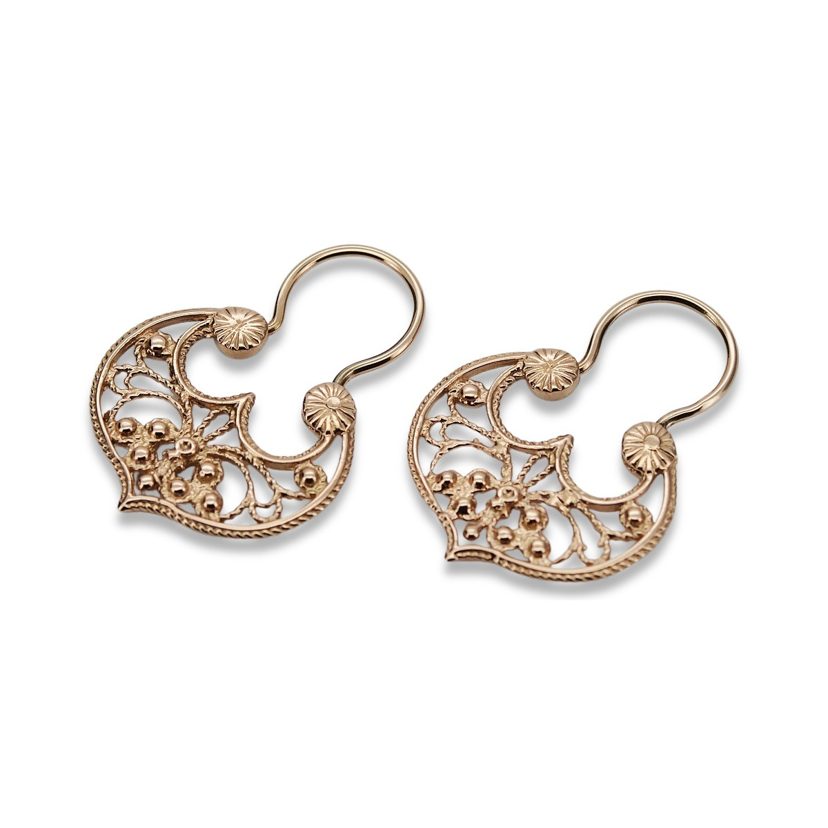 Boucles d'oreilles Gipsy en argent sterling plaqué or rose, Pas de pierre ven022rp