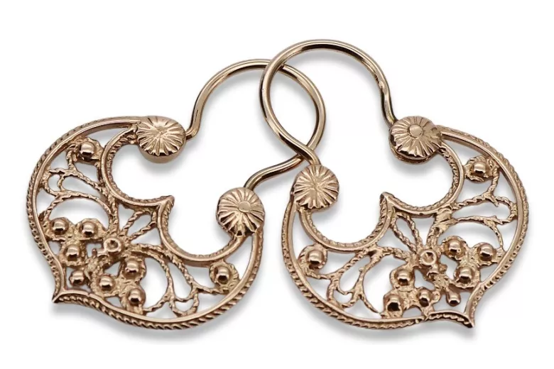 Boucles d'oreilles Gipsy en argent sterling plaqué or rose, Pas de pierre ven022rp