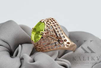 Anillo de Oro Rosa Antiguo 14k con Peridoto Amarillo vrc030